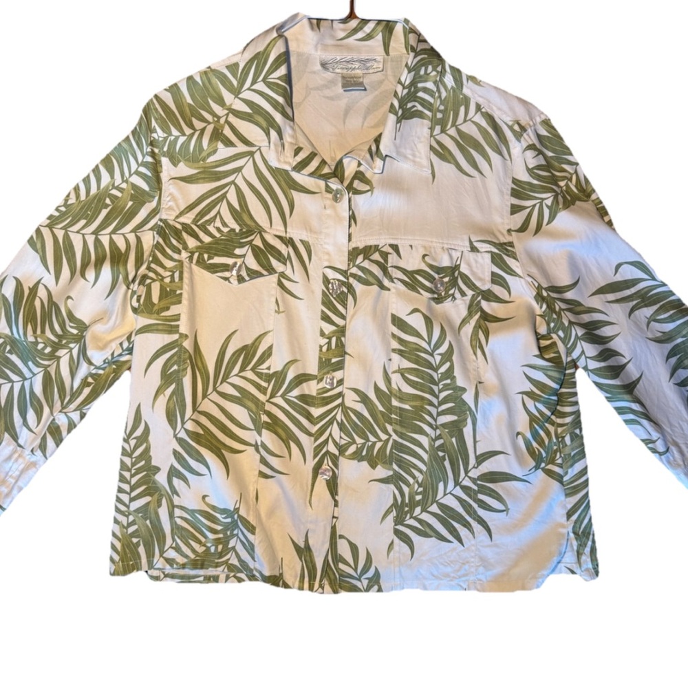 Pineapple Moon Vintage 100% Silk Button Down Blouse Size Large